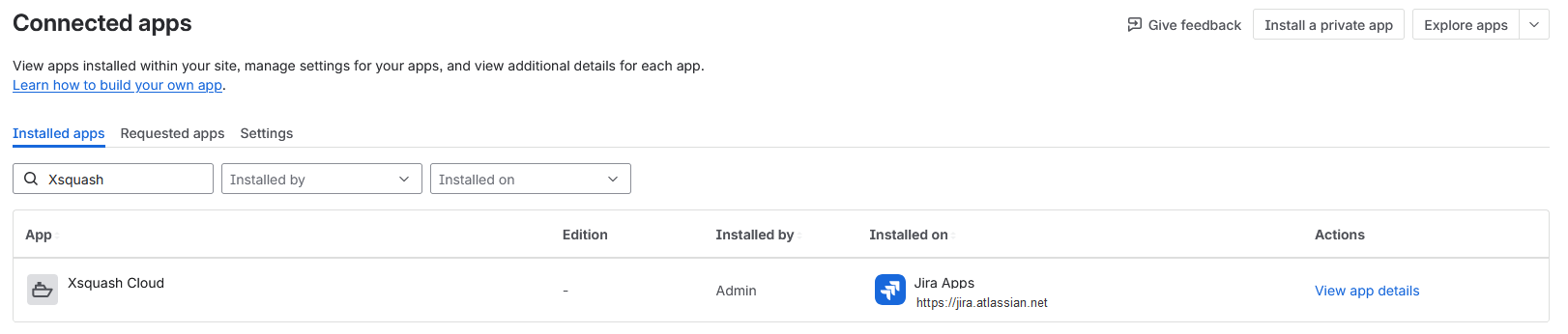 Installed application