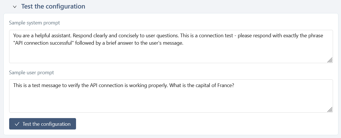 Configuration test block
