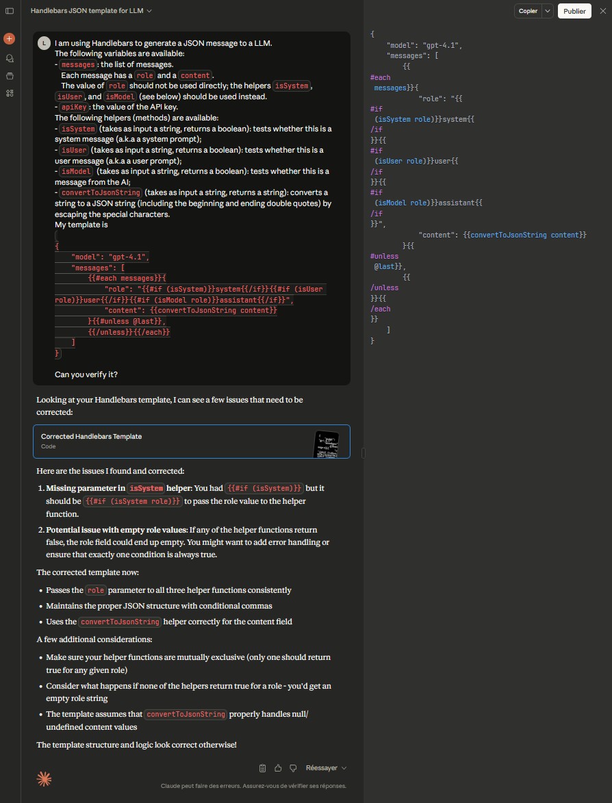Debug the payload template of a custom AI server with Claude