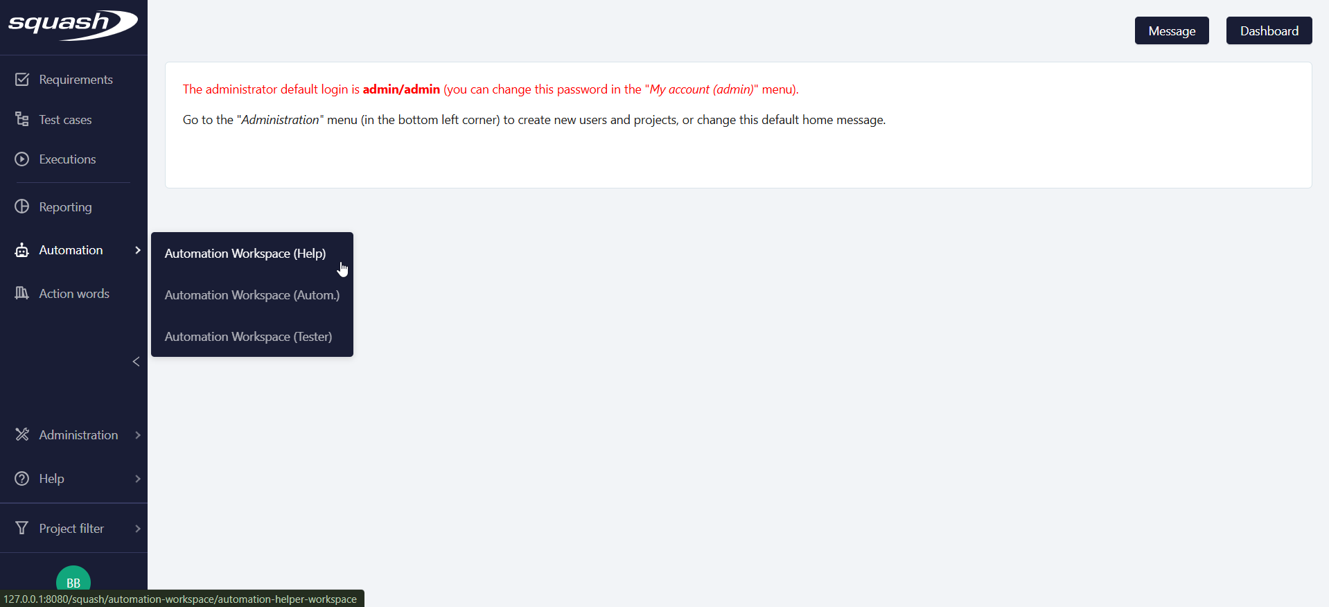 Automation help menu