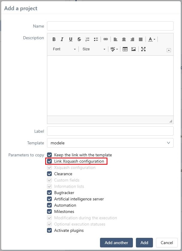 Link Xsquash4Jira configuration