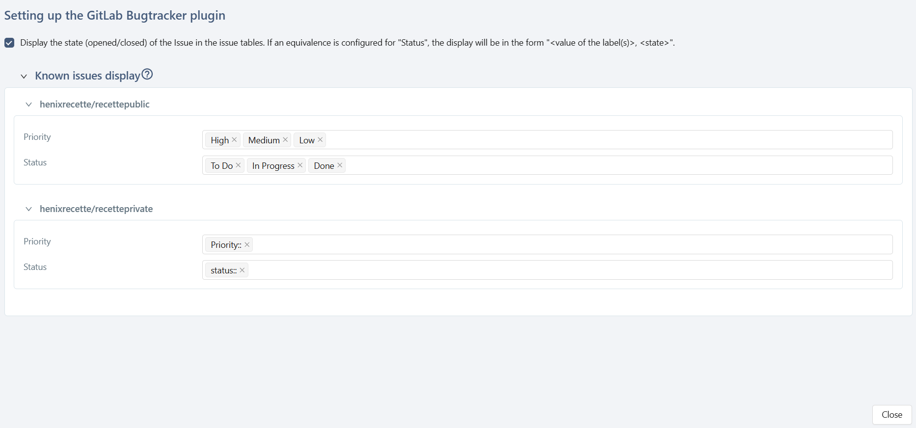 Configure plugin GitLab BT