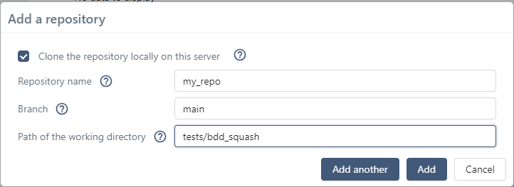 Add repository pop-up to transmit Gherkin or BDD test cases