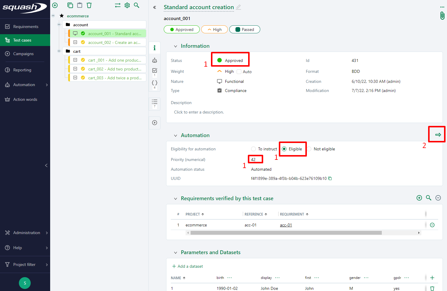 test case transmission