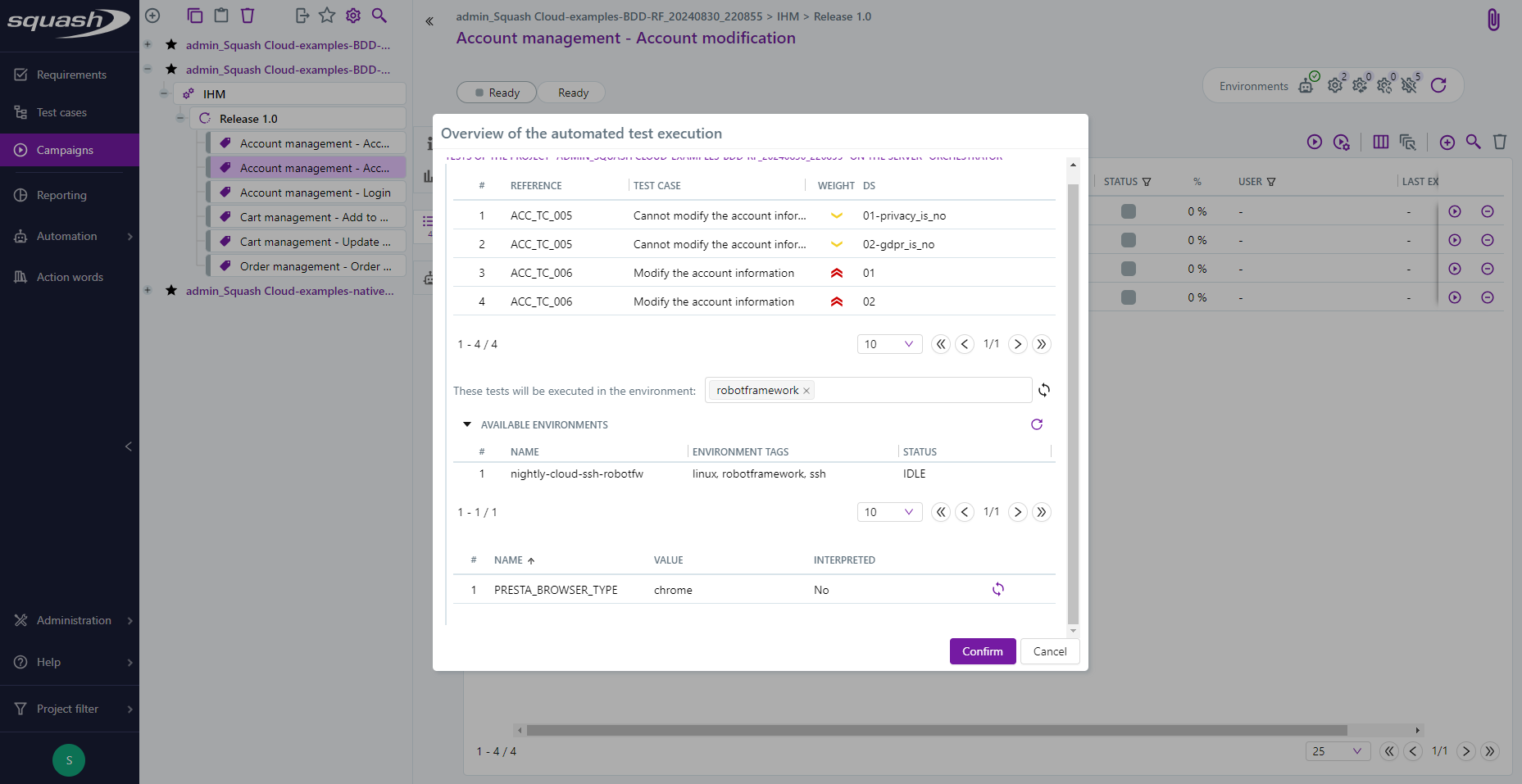 Supervision Execution Pop-up before launch