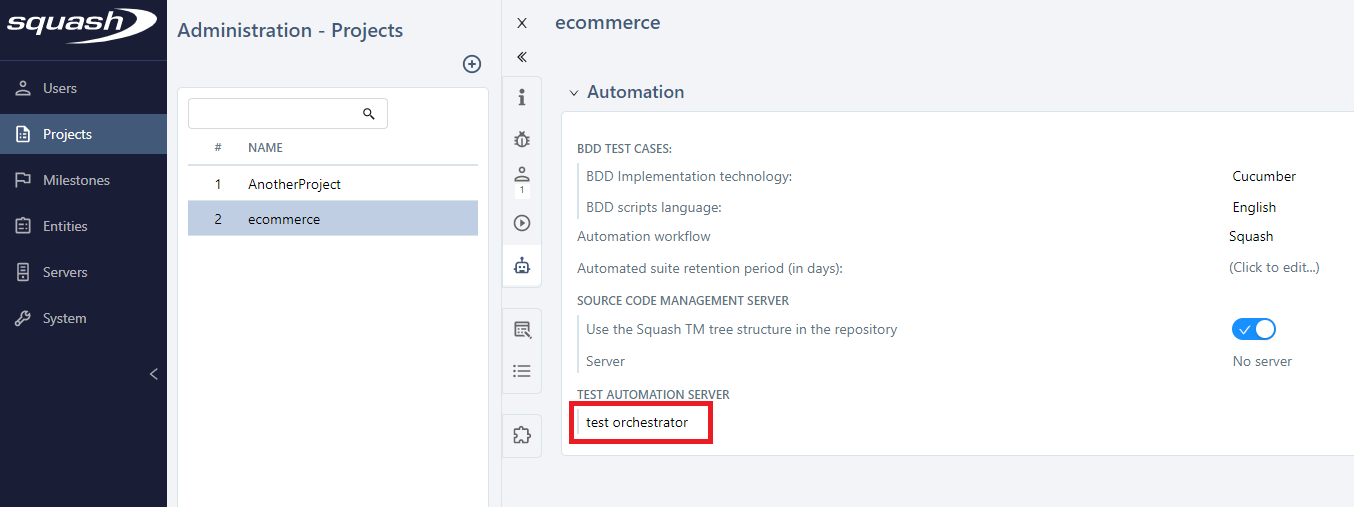 SquashTM project setup