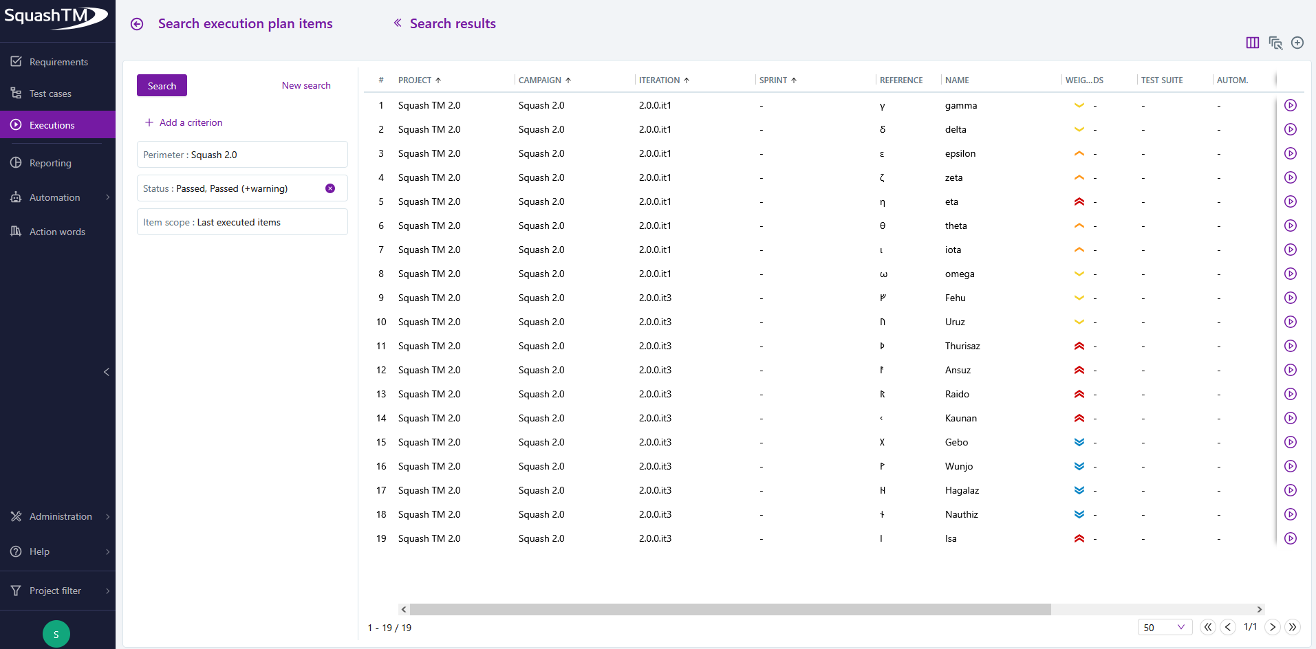 Test plan item search filtered by success status