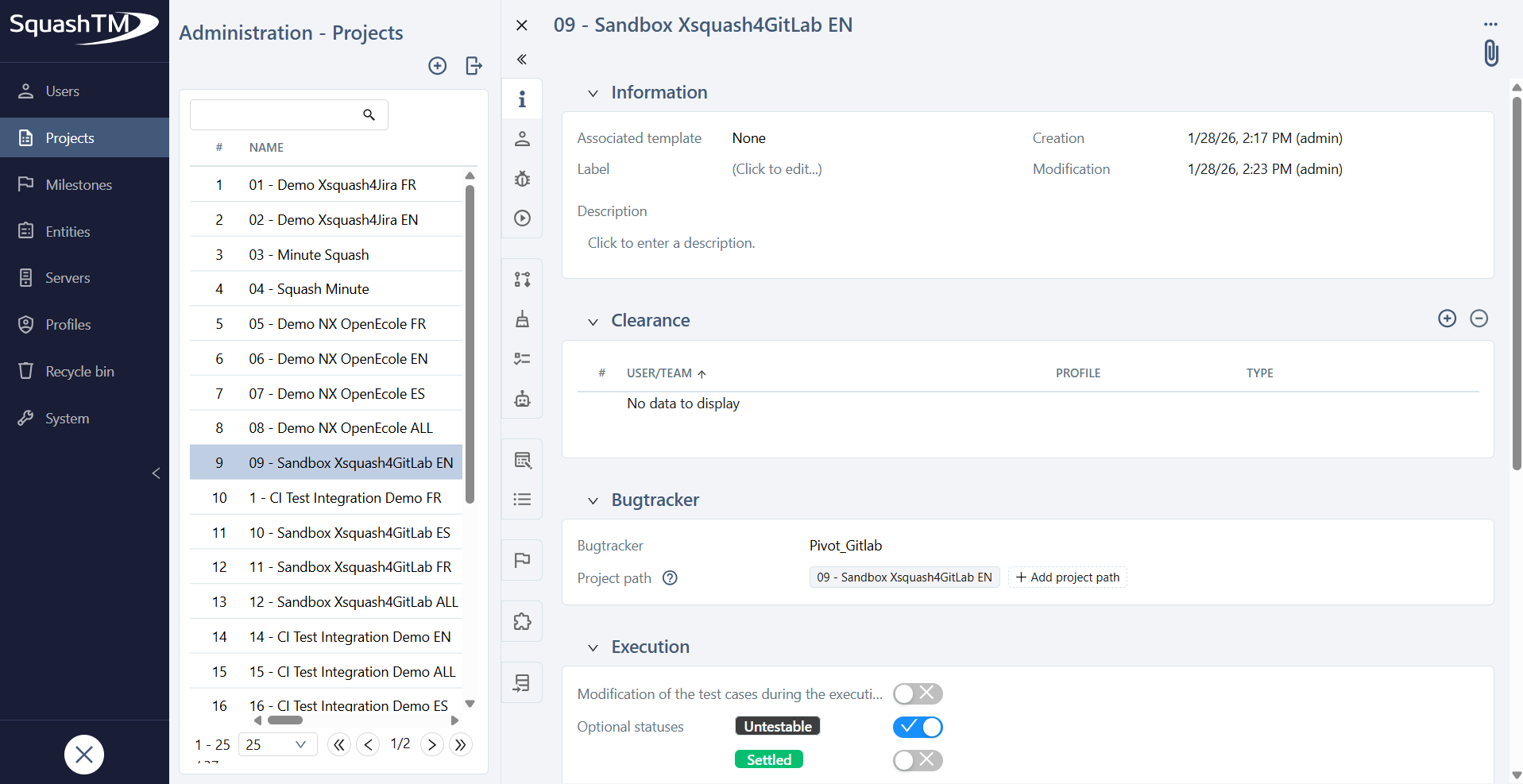 Admin workspace consultation page