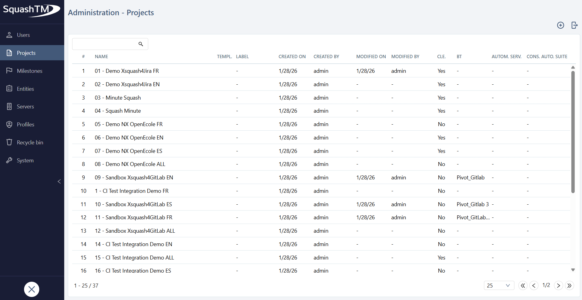 Administration workspace consultation page