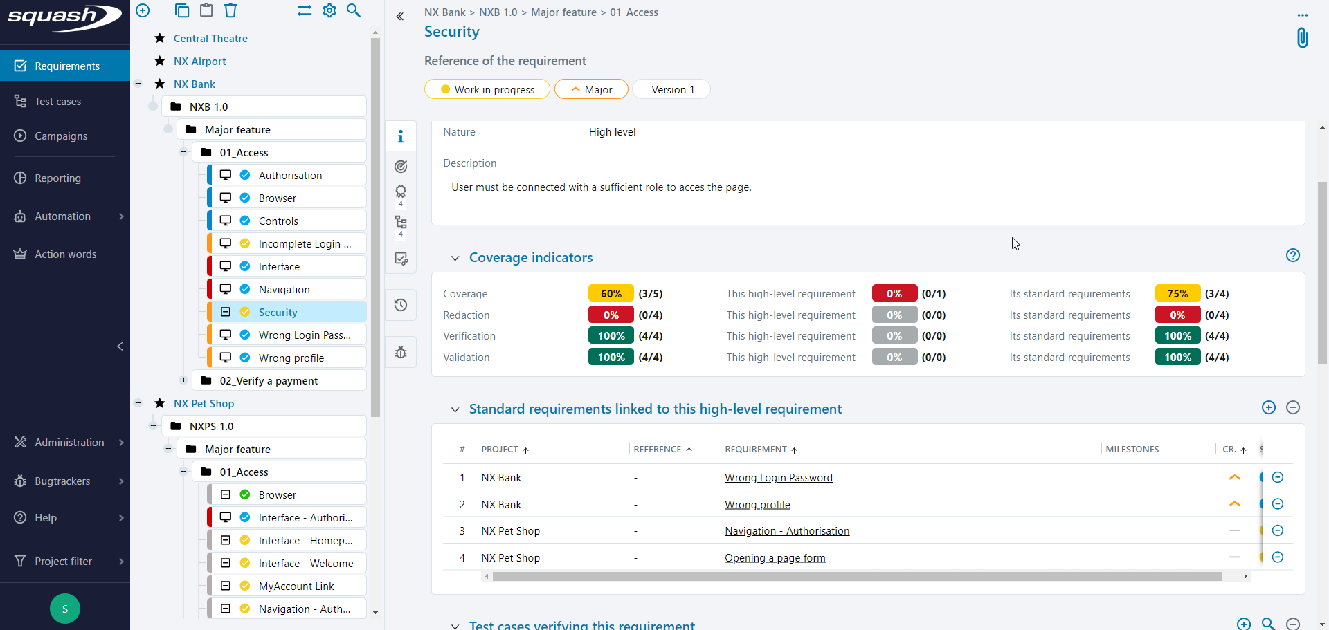 High-level requirement example