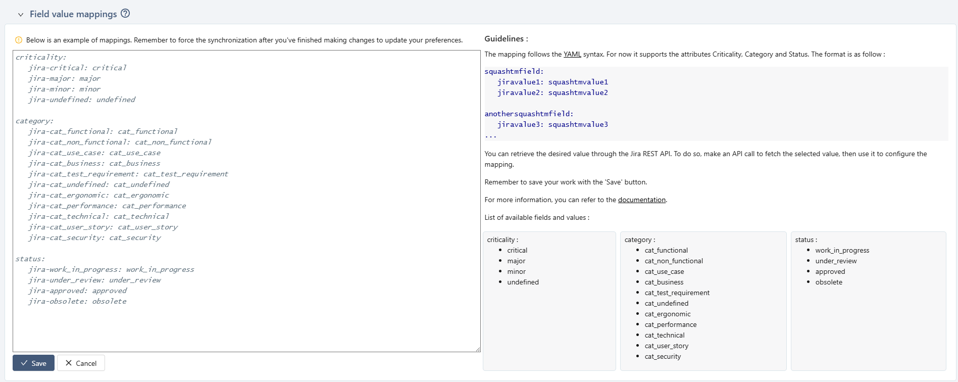 Field value mappings