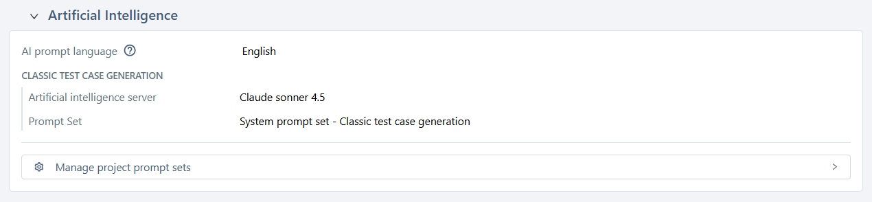 AI configuration at project level