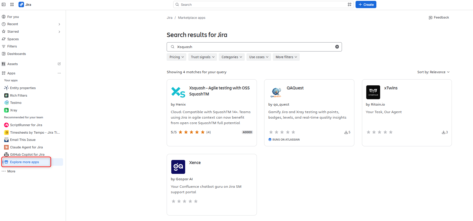 Install Xsquash Cloud Jira instance