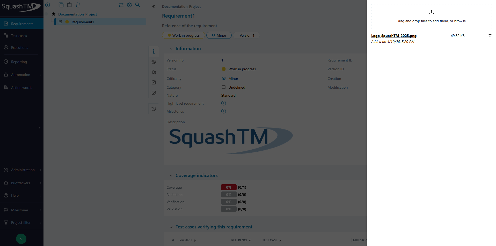 Attachments panel