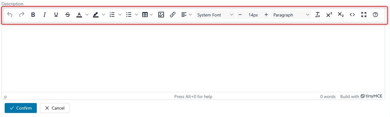 Toolbar overview