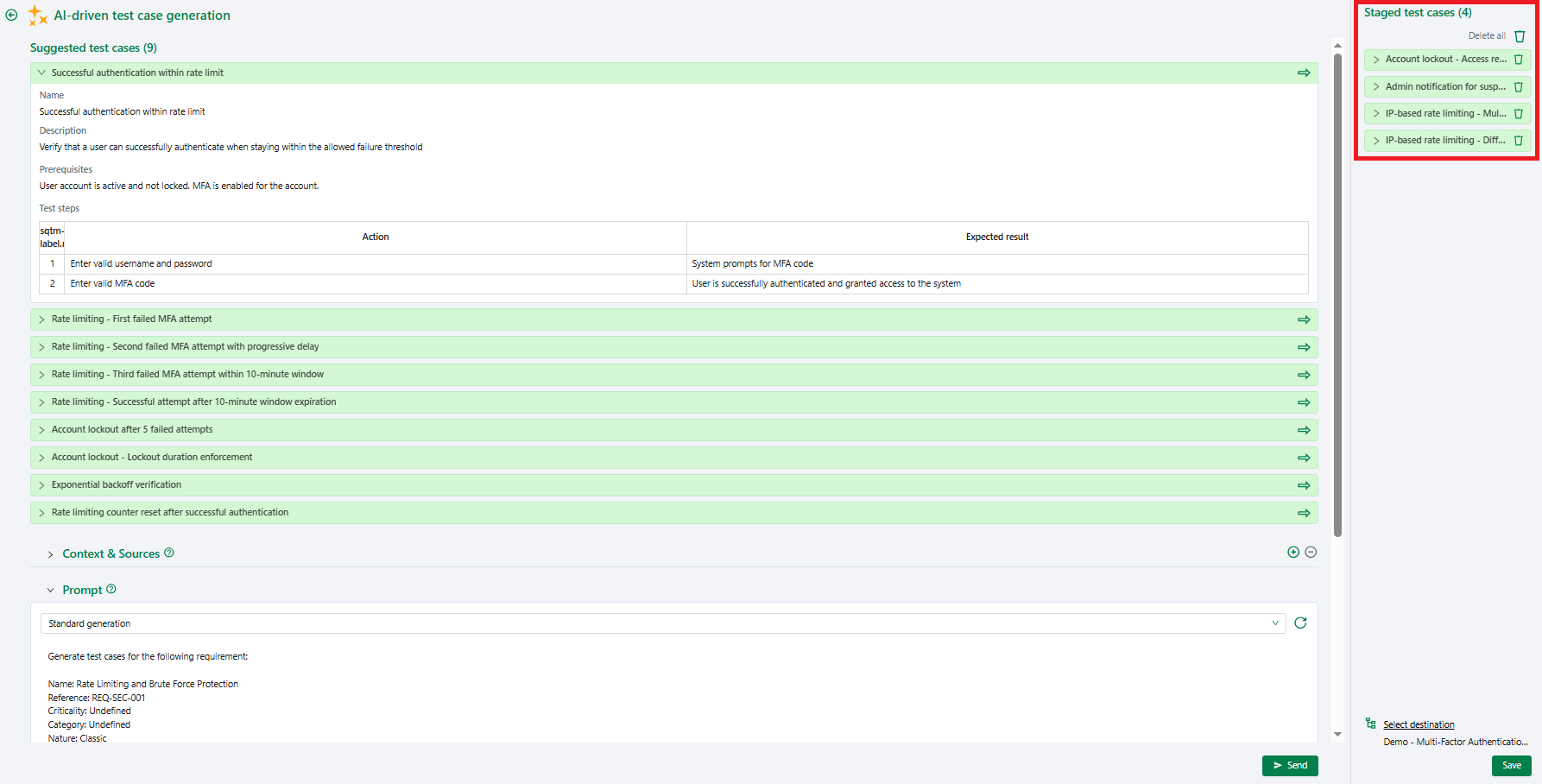 Selected test cases