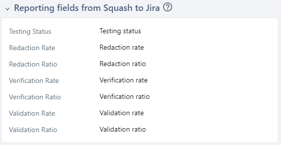 Reporting fields from Squash to Jira