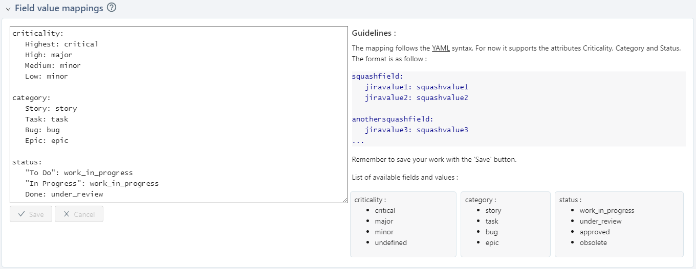 Field value mappings