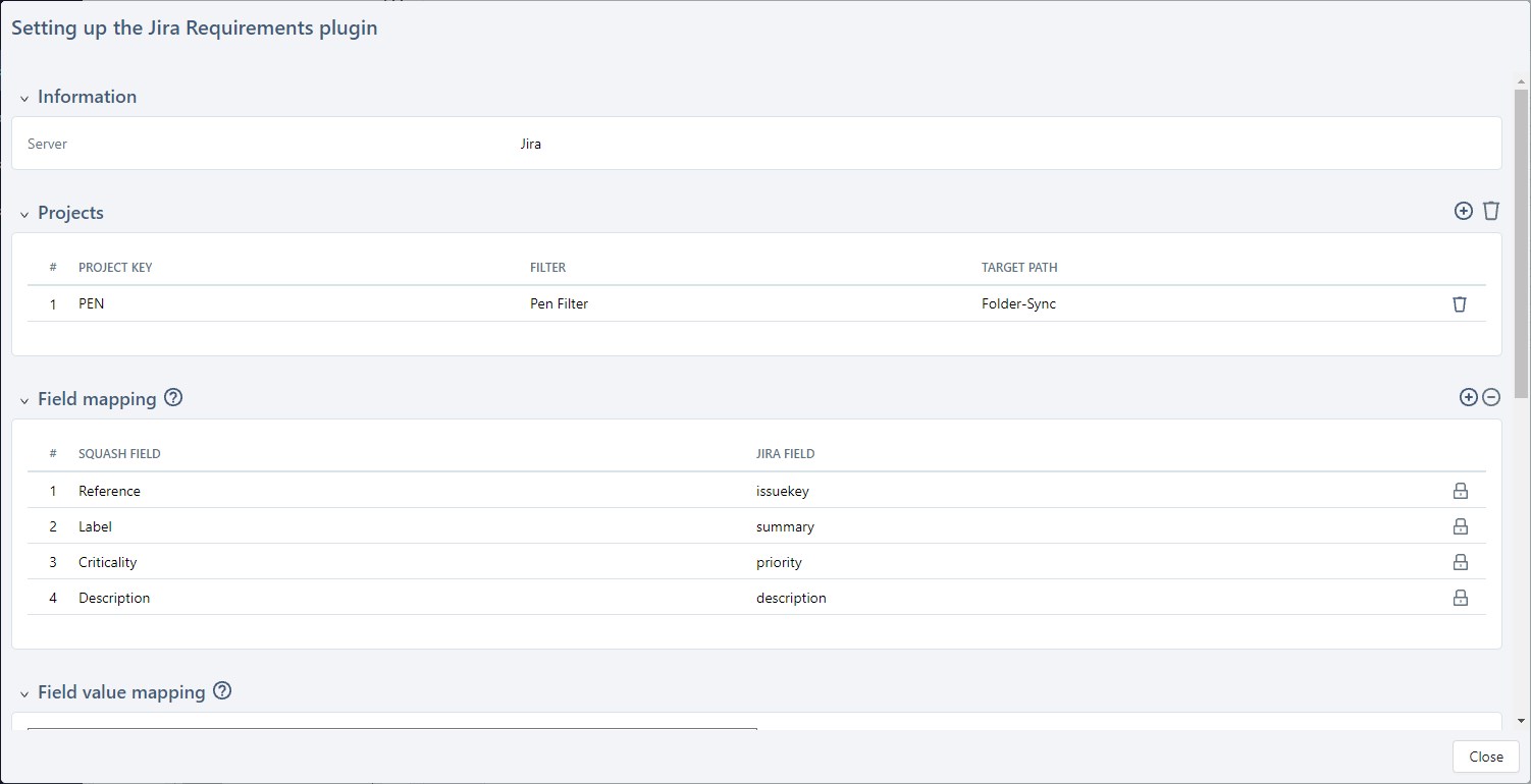Configuration plugin JiraReq