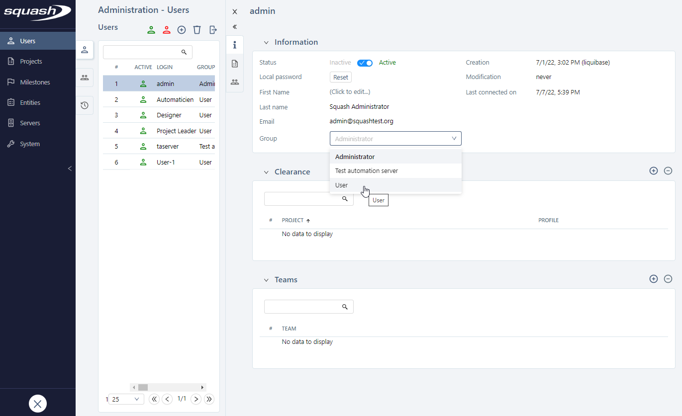 Admin - Modify user field