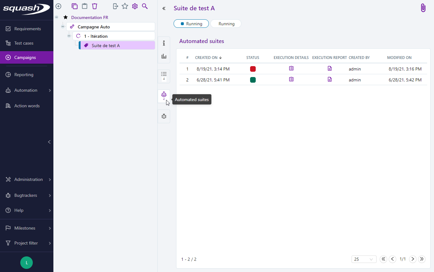 Automated test suites