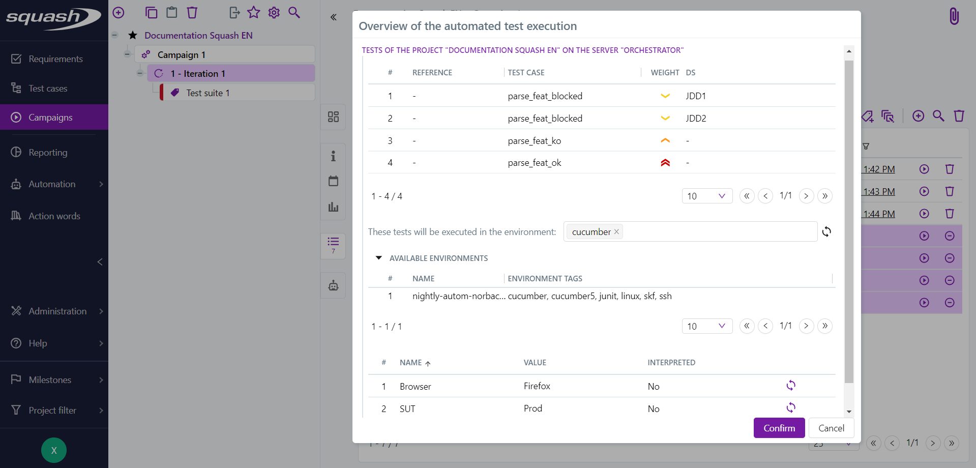 Supervision Execution Pop-up before launch