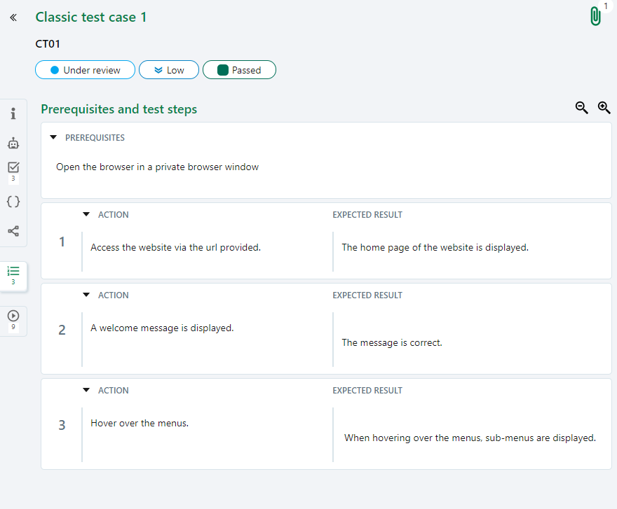 Prerequisites and test steps