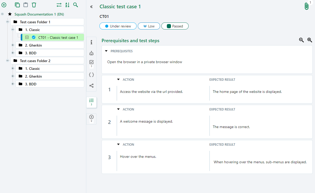 Test case consultation page