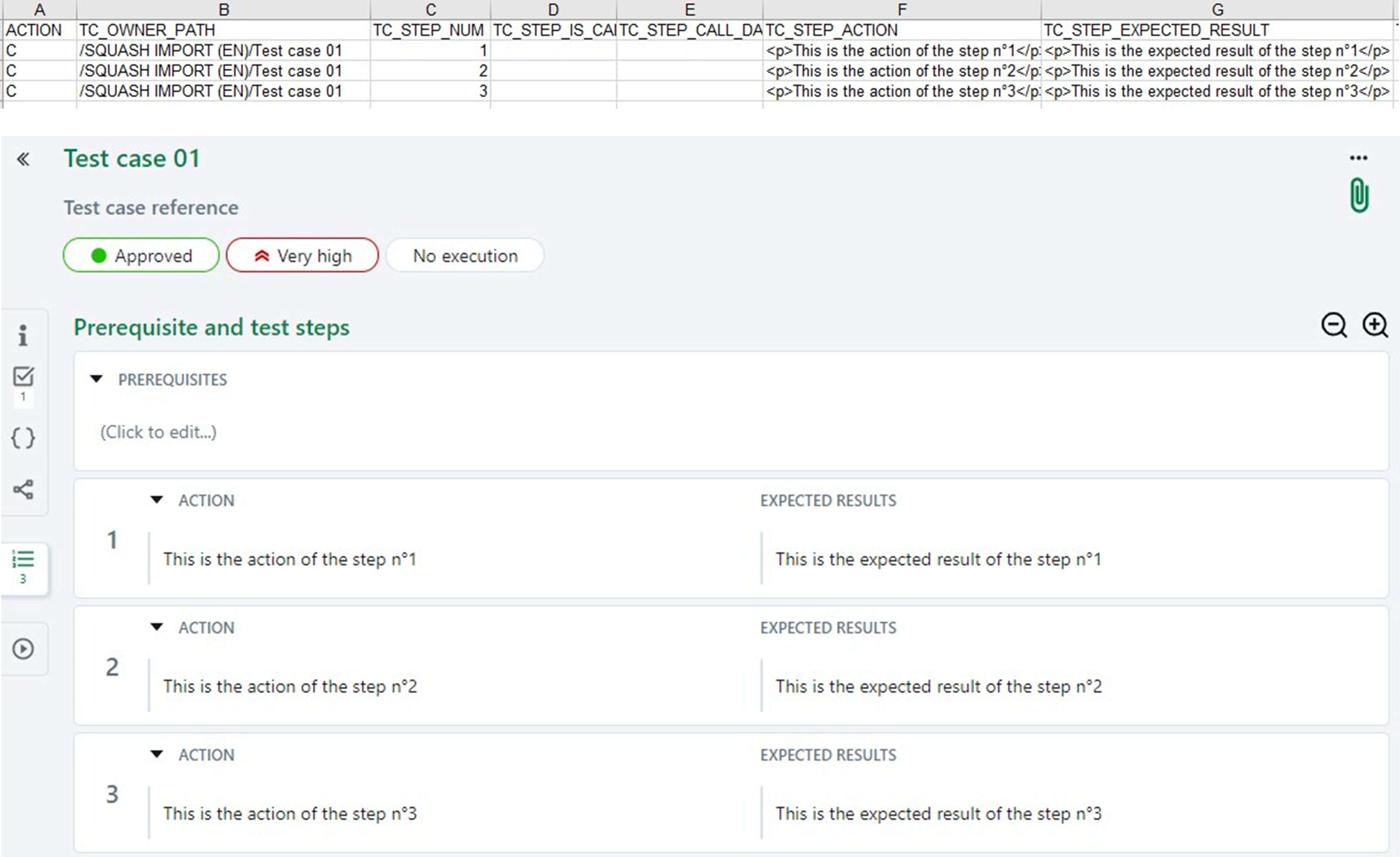 Import test step of a classic test case