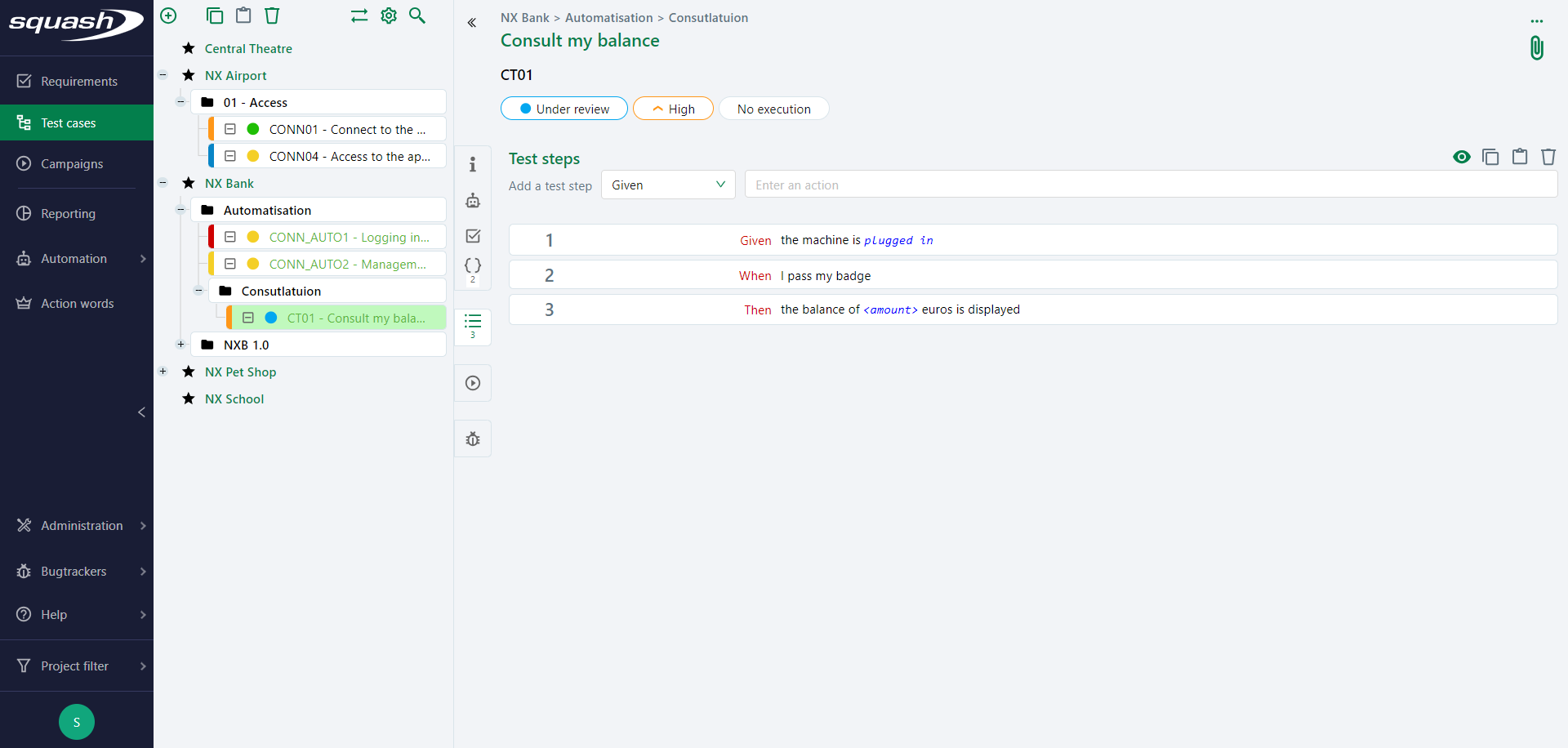 Two types of BDD test case parameters