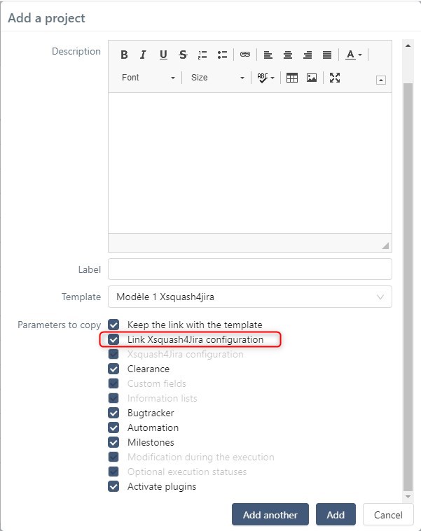 Link Xsquash4Jira configuration