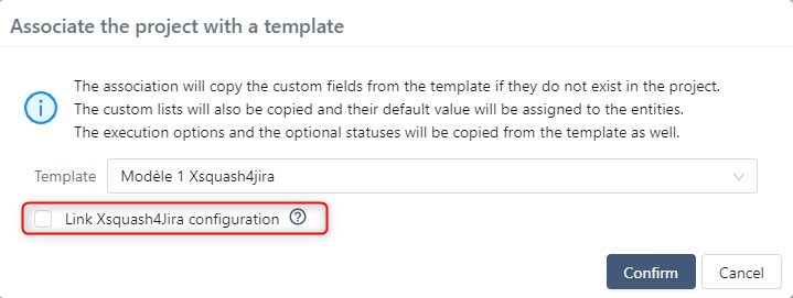 Associate Xsquash4Jira configuration