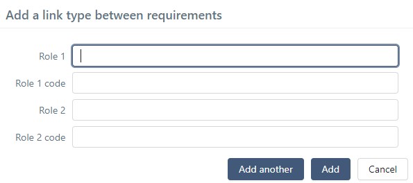 Table - Types of links between requirements