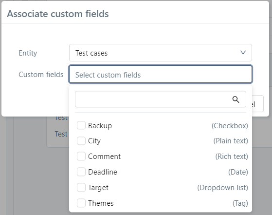 Associate custom fields