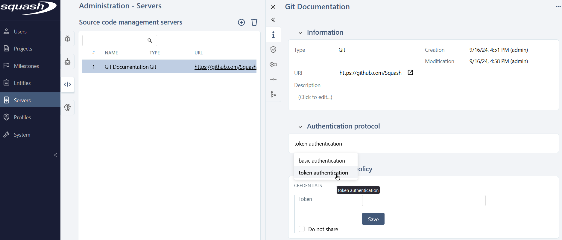 Token source code servers authentication