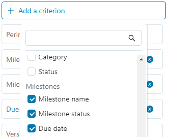 Milestone search criteria