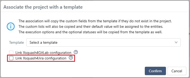 Associate Xsquash4Jira configuration